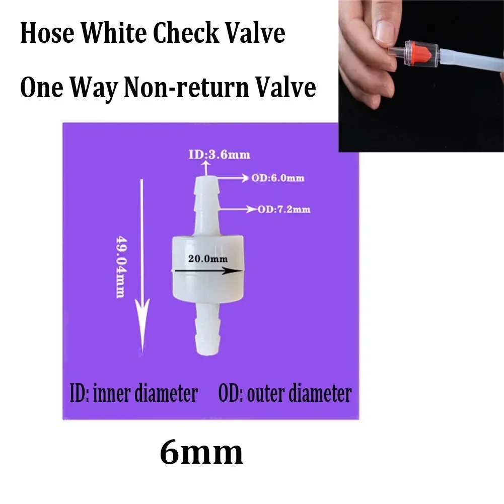 4mm 6mm 8mm 10mm 12mm Hose ID Plastic White Check Valve Way Non-return Valve Herramientas Ferramentas Navaja