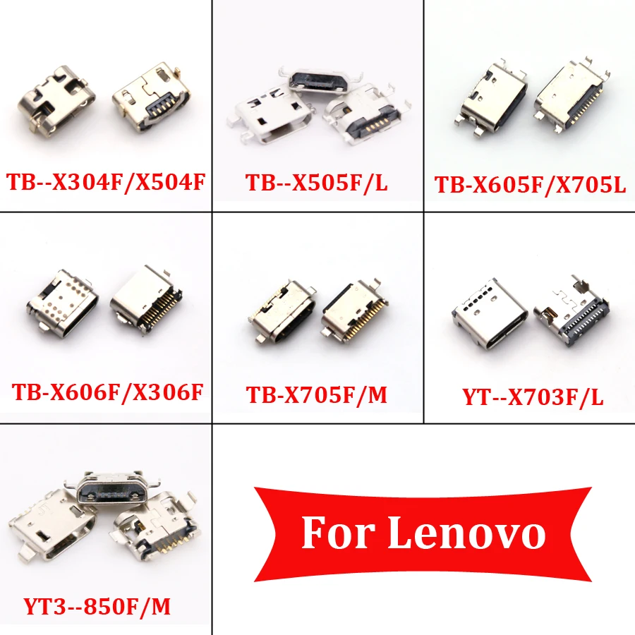 10PCS For Lenovo Tab 4 X304F X505F/L TB-X605F M10 Plus X606F P10 X705F X703F 850F USB Charging Port Connector Charge Dock Socket