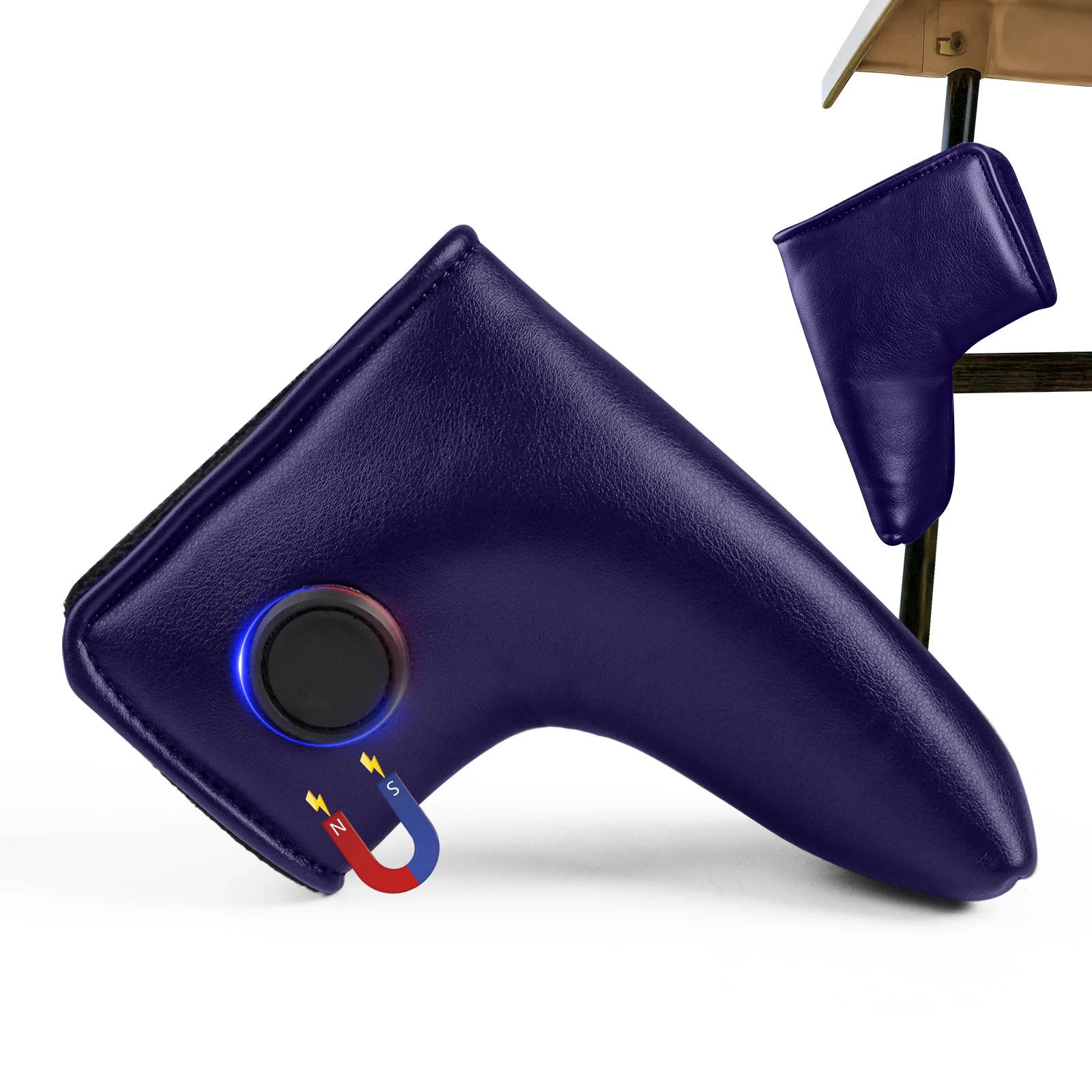 Blade Putter Cover met magnetische sluiting en externe karretmagneet, PU lederen putter headcover met ingebouwde houder voor balmarker