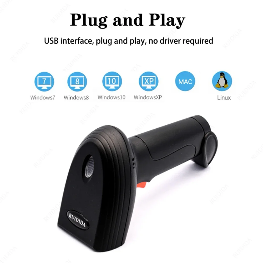 Scanner 2D cablato con supporto o lettore di codici QR wireless con supporto Scanner di codici a barre portatile o lettore Bluetooth e supporto