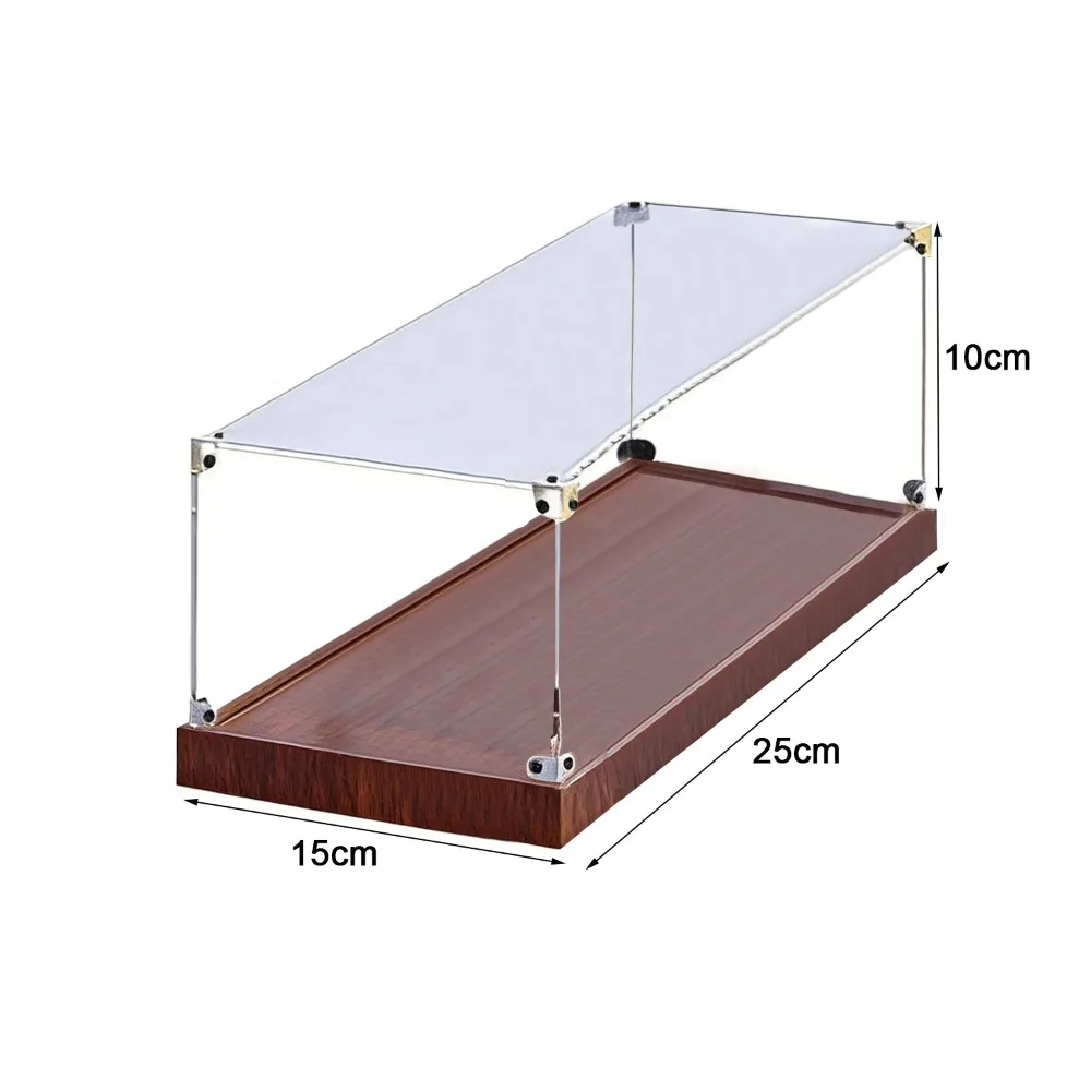 Transparent Acrylic Acrylic Display Case No-glue Assembly Wooden Bottom Model Display Case Stackable Design Showcase Storage Box