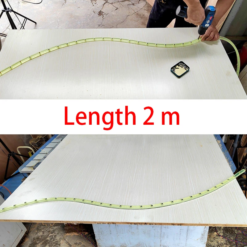 Carpintaria Profiling Strip, Molde Curva flexível, Ajustável e fixo Complex Shape Contour, Ferramenta Carpintaria, Templates Guide, 2m