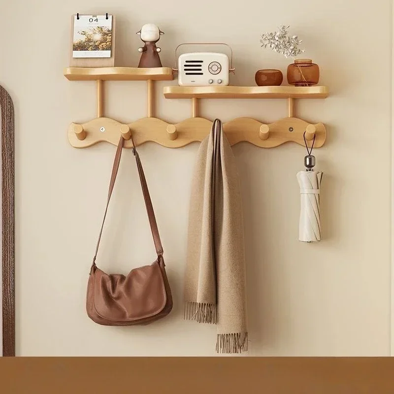 

Wall-mounted Clothes Hanger Original Bamboo Rattan Storage Rack Simple Garment Racks Unique Design Coat Stand for Entrance Door