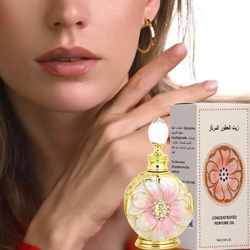 Long Lasting Effect Rose Petal Perfume Dubai Oil Arabic Lasting Refreshing Fragrance 15ml Original Woman Perfume Christmas Gift