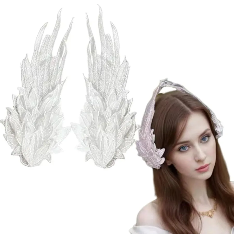 ريشة الملاك الجناح مقاطع الشعر المطرزة باريت دبوس الشعر لجميع القديسين تأثيري حفلة العروس الزفاف أغطية الرأس إكسسوارات الشعر