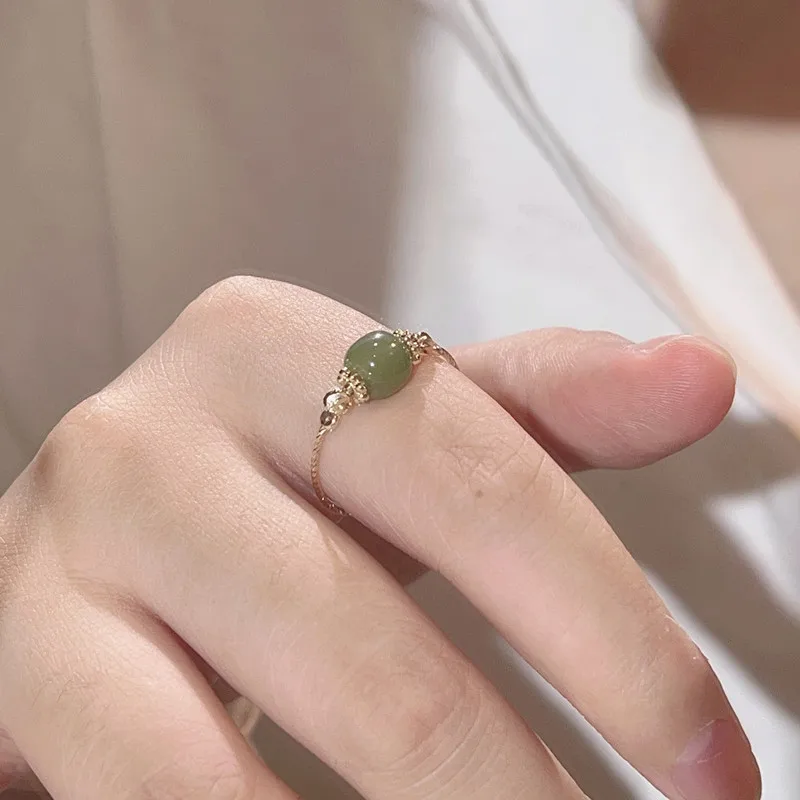 2024 New Chinese Jade Open-ended Adjustable Ring for Women Simple Personalized Daily Accessories Prom Jewelry Birthday Gifts