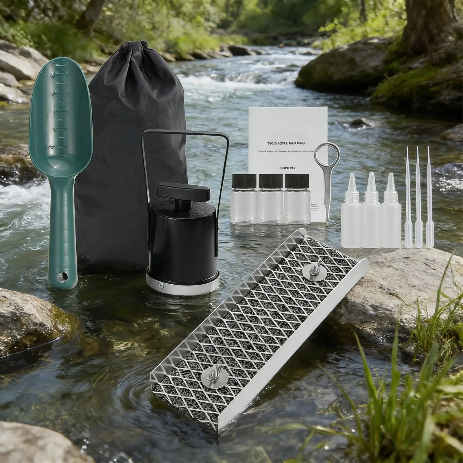 

Набор для промывки золота с шлюзовым лотком: малый портативный прибор для добычи золота, инструменты для геологоразведки, сито-классификатор для просеивания речного золота, промывочный лоток