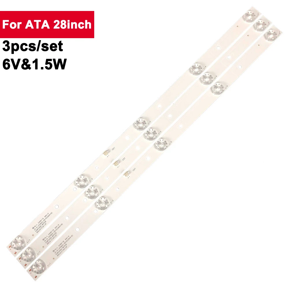 3Pcs/Set 450mm Backlight LED Strips For ATA 28inch JS-LB-D-JP2820-061/51 6V TV Back Light Repair 28L17 28D2700