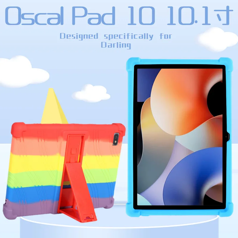 Silicone case for Blackview Oscal Pad 10 10.1 inch with adjustable stand and anti-impact thickened corners.