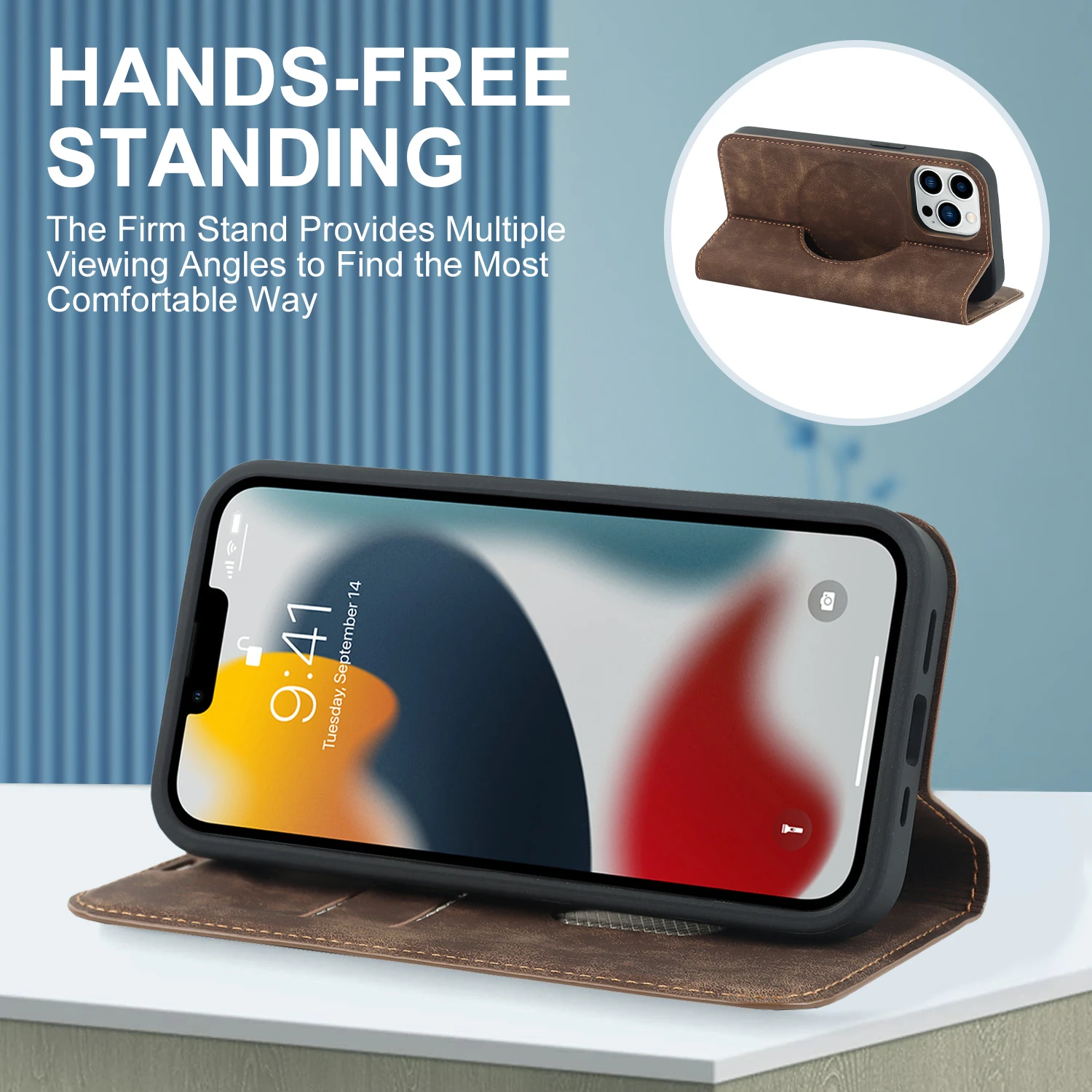 محفظة جلد الوجه حافظة هاتف آيفون 14 Plus 13 12 Mini 11 Pro Max XS Max XR 7 8 6s Plus SE Magsafe غطاء شحن لاسلكي