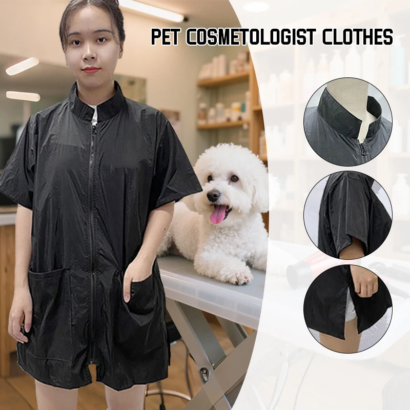M-3XL 방수 작업복 애완 동물 미용사 유니폼 개 미용사 의류 비 스틱 헤어 애완 동물 가게 애완 동물 청소 관리 자켓