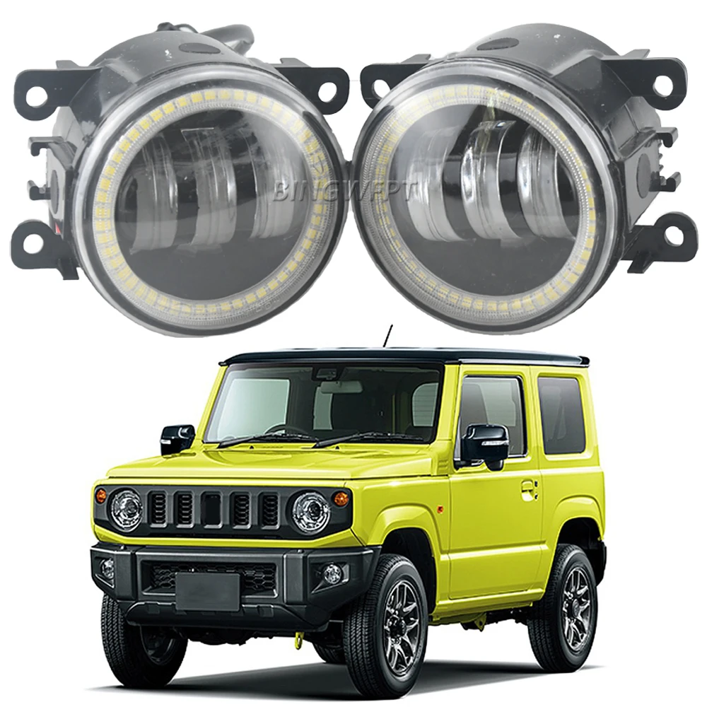 HIGH QUALITY Angel Eye Fog Light for Suzuki Jimny JB64 JB74 2018 2019 2020 Car H11 12V LED Lens DRL Fog Daytime Running Lamp