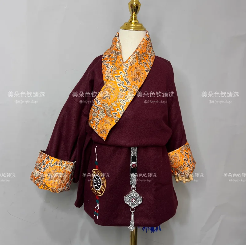 

Chinese Tibetan Boy's Woolen Embroidered Tibetan Robe