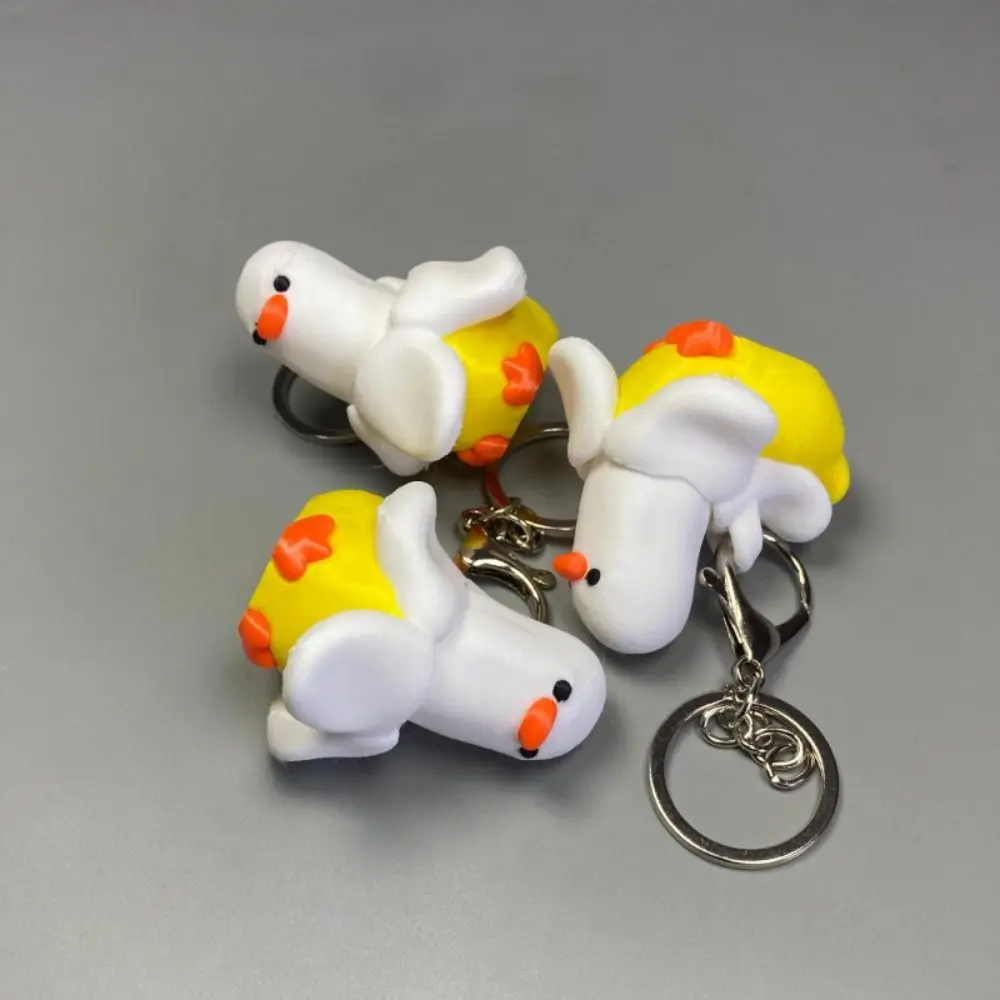 3D Printed Clicker Keychain Lightweight Wear-Resistant Banana Duck Keychain Comfortable Clicking Sound Portable Size Fidget