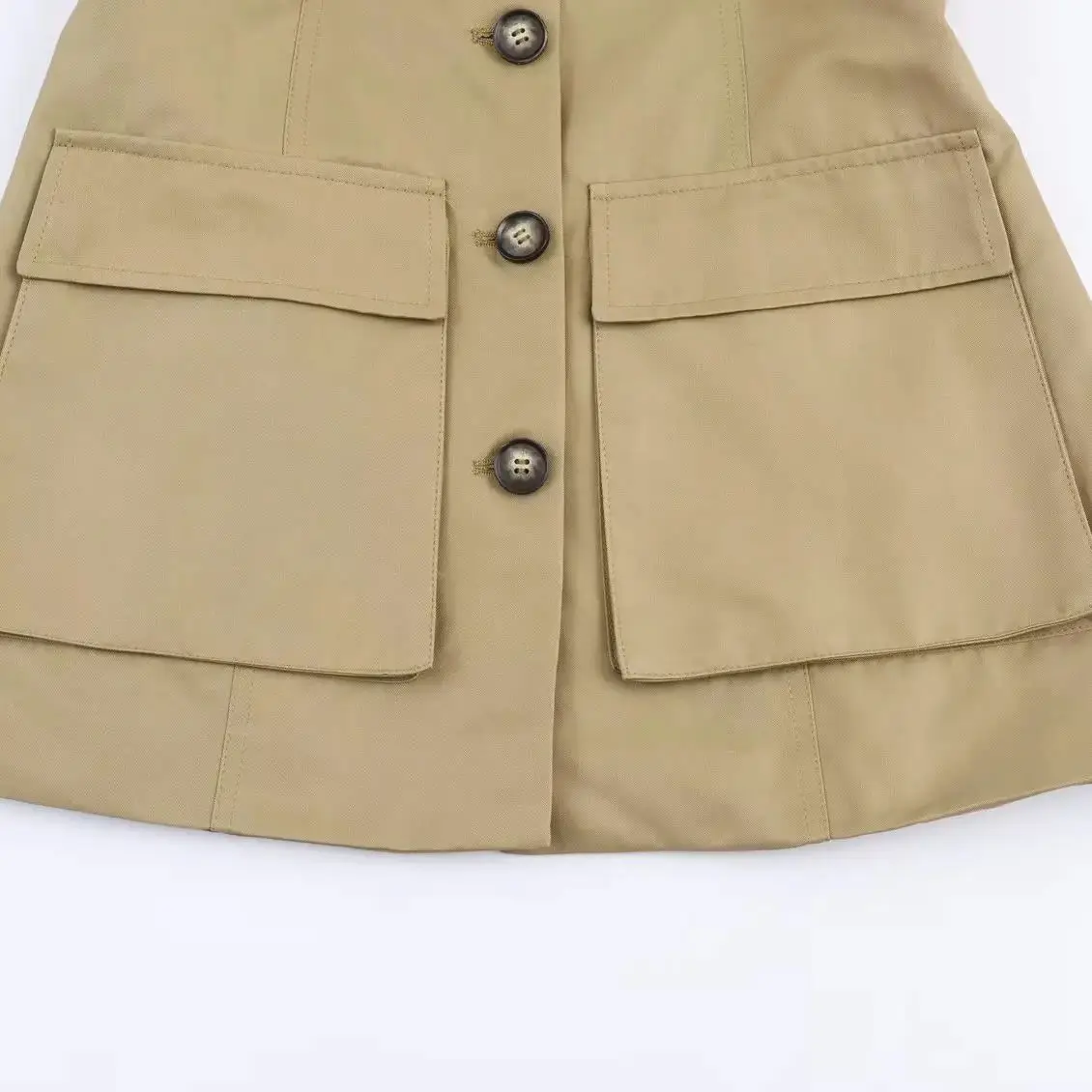 معطف نسائي موضة 2025 على الطراز الأوروبي والأمريكي لخريف جديد مزين بجيب الجوكر بأزرار وأكمام طويلة ملابس خارجية Mujer #4