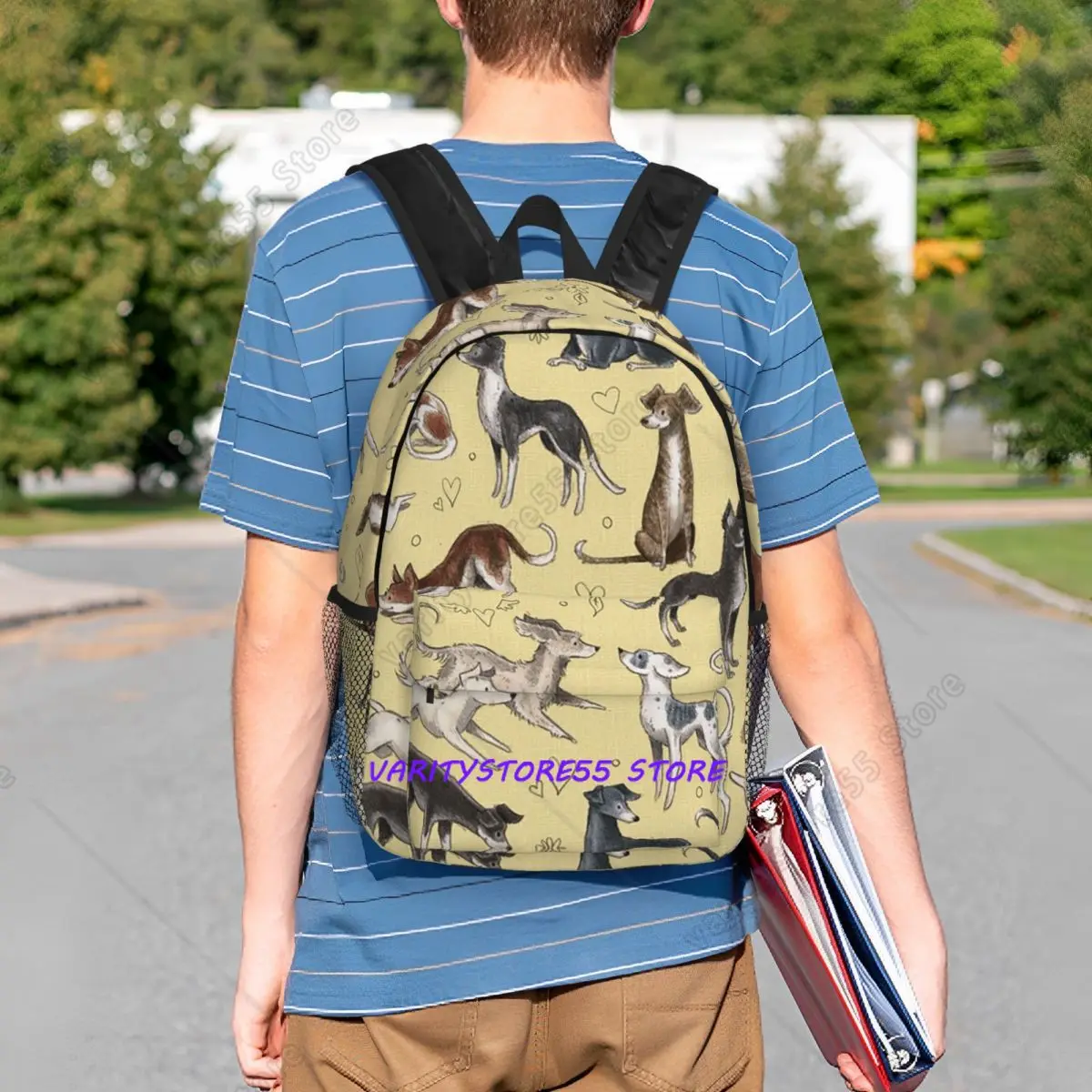 Italian Greyhound Themed Backpack Student BookBag Children School Bag Computer Shoulder Bags for Men Women