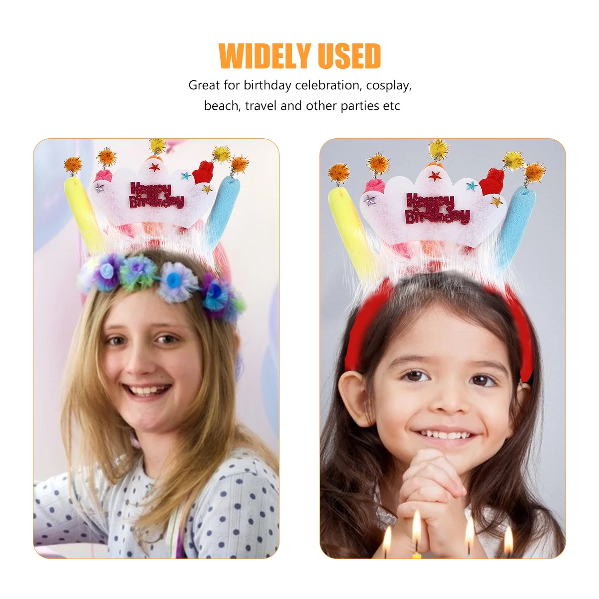 

1pcs Birthday Headband Kids Accessories Lightweight Cloth Party Hoops Hair Band Celebrations Cosplay Travel Beach Lovely Design