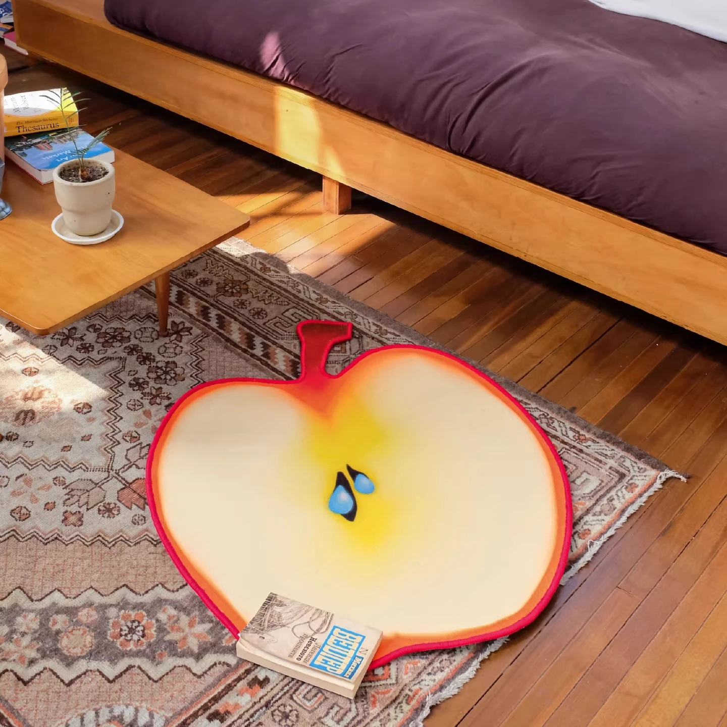 Apple Circle, Fleece Carpet Alien ins Decorative Illustration Floor Mat Living Room Art Gift Dopamine Tears