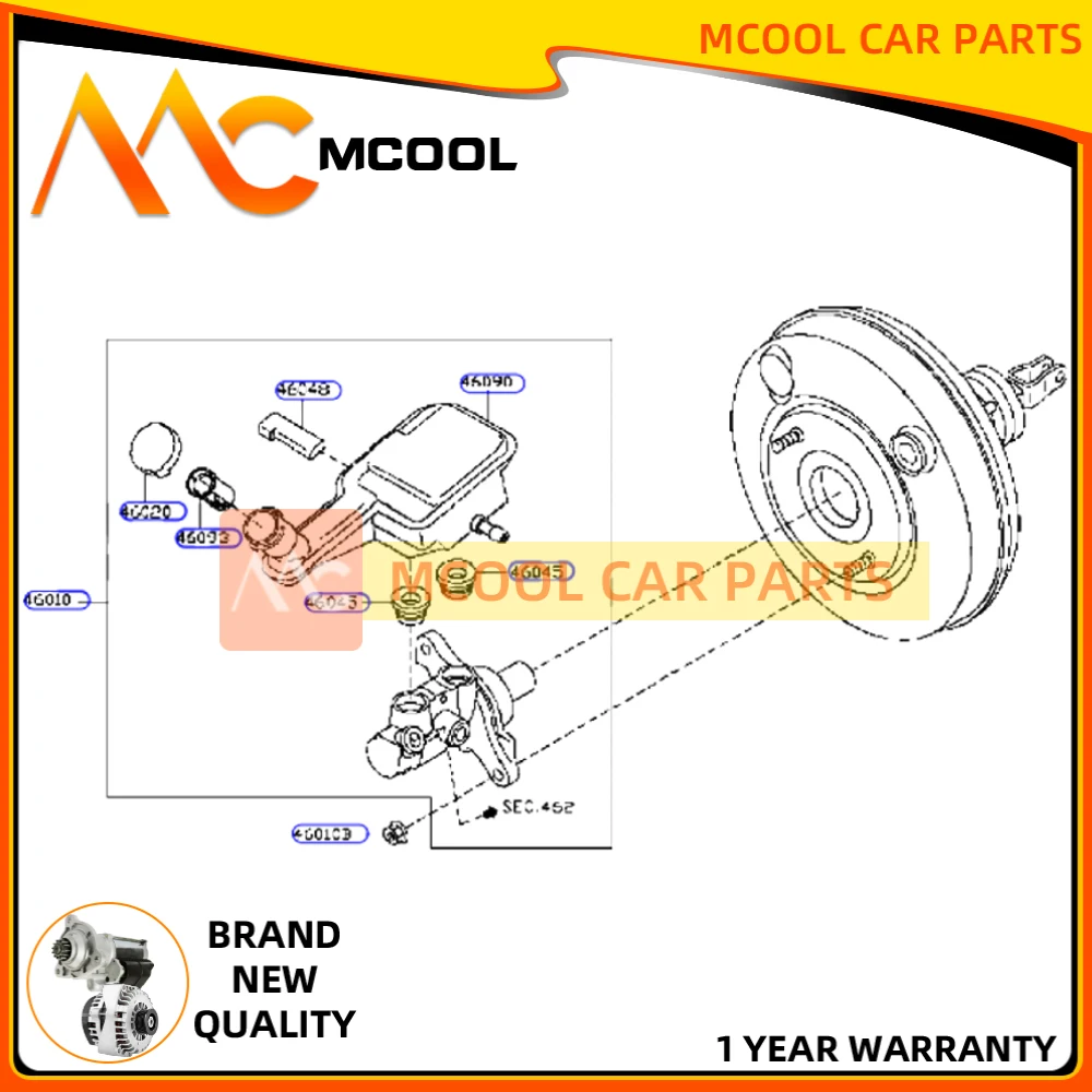 Brake Master Cylinder For Nissan Versa Tiida 1.6 1.8 MC391420 D60103BA5B D60103BA5A D60103BA6A, D60103BA6B 13-4649 11-4274