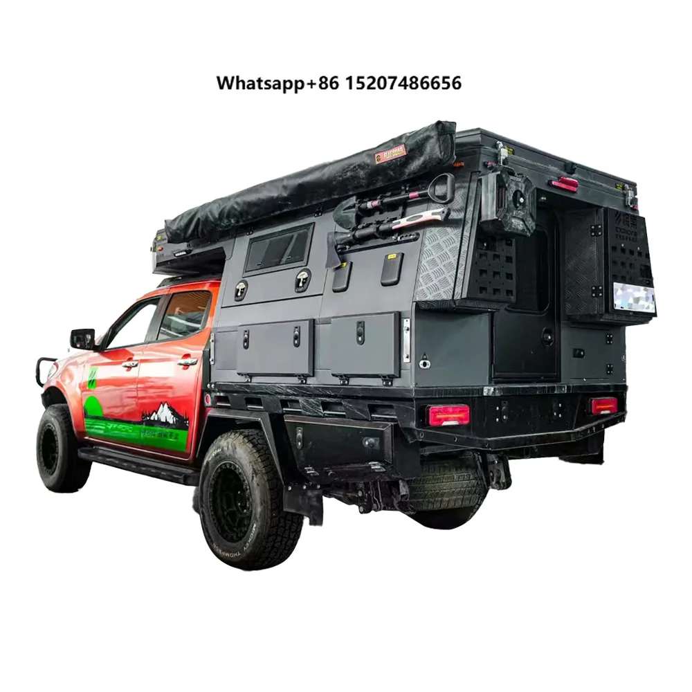 All-Aluminum Truck Camper W/ Portable AC & Roof Skylight