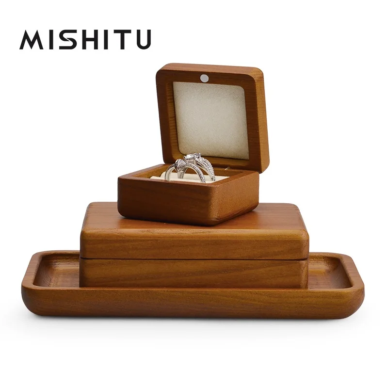 

MISHITU solid wood jewelry accessories jewelry tray necklace bracelet earrings square plate home decoration jewelry storage tray