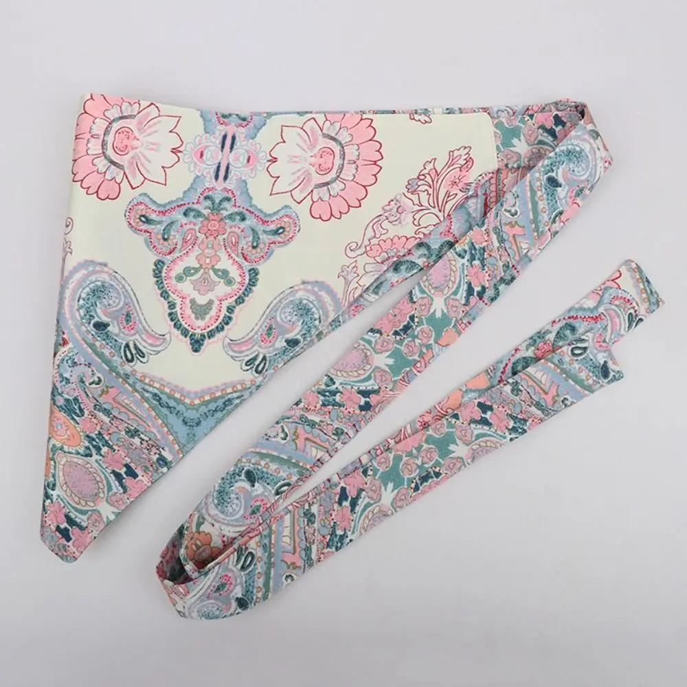 Cinturón Triangular étnico de estilo chino, cinturón Triangular Floral con estampado bordado y borlas, decoración vaquera exquisita