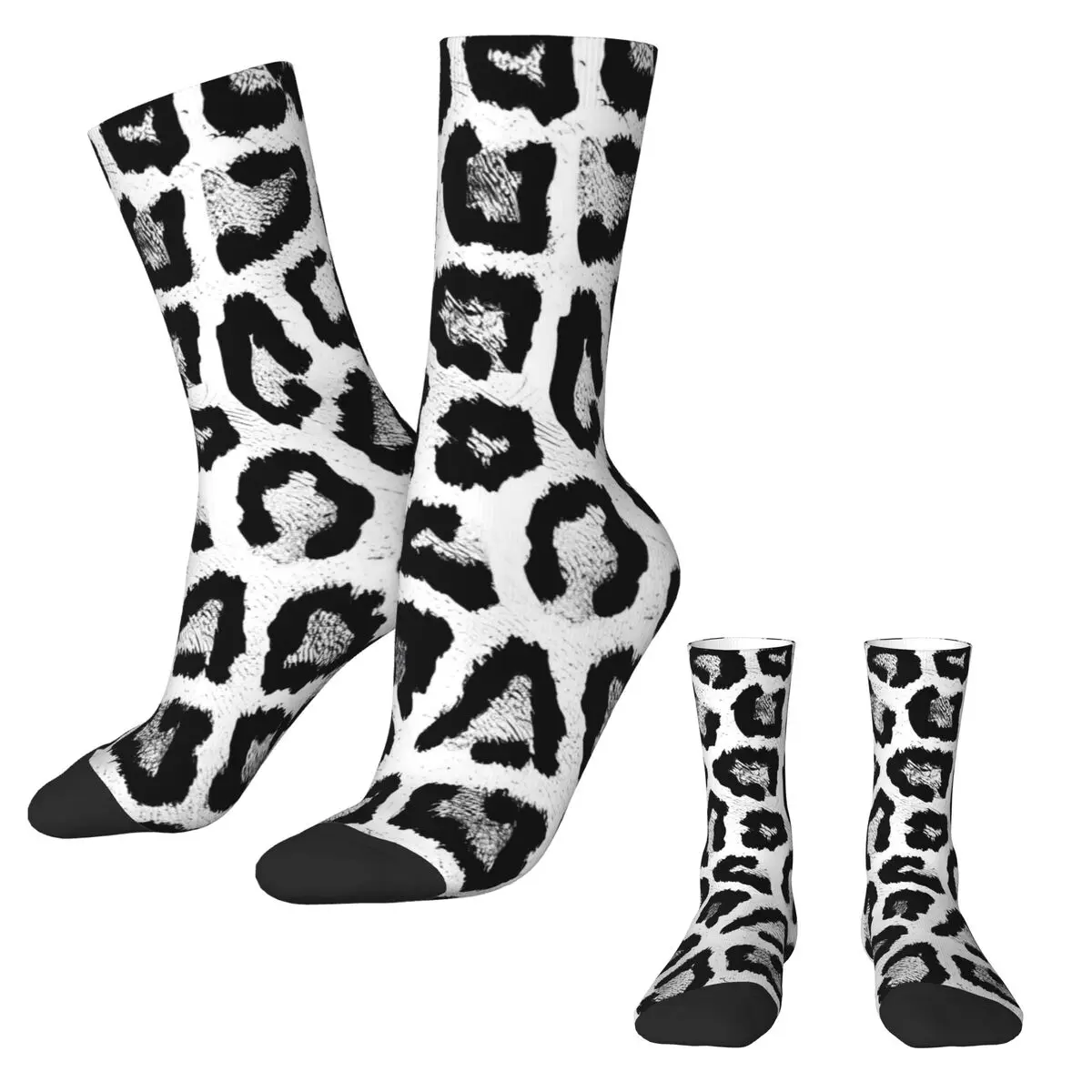 Black And White Leopard Print Socks Korean Stockings Autumn Non Slip Unisex Socks Comfortable Design Running Sports Socks