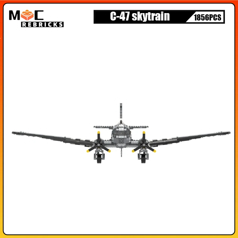 WW2 C-47 Skytrain Military Transport Aircraft Building Block Technology Assembly Model DIY Plane Collection Kit Bricks Toys Gift