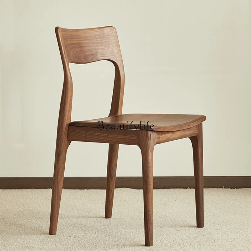 

North American Black Walnut Wooden Dining Chair Nordic Simple Household Solid Wood Dining Table and Chair