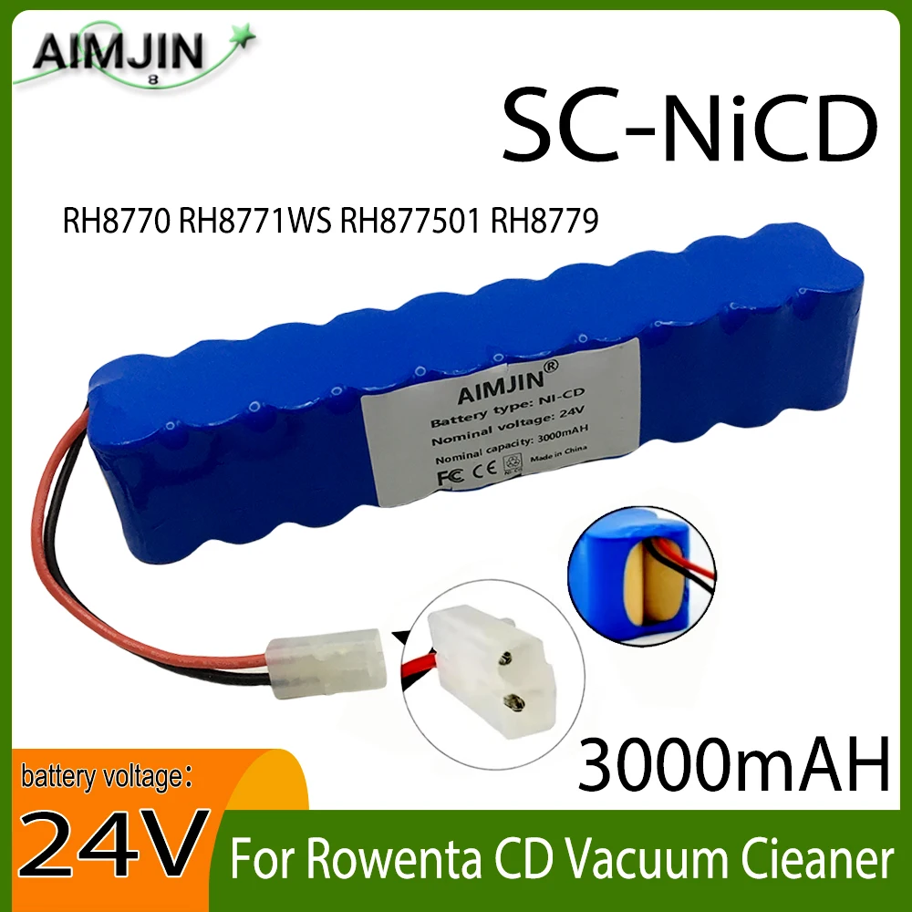 

NiCD Battery Pack 24V SC 3000mAh for Rowenta CD Vacuum Cleaner Besen Air Force Extreme RH8770 RH8771WS RH877501 RH8779 RH877901