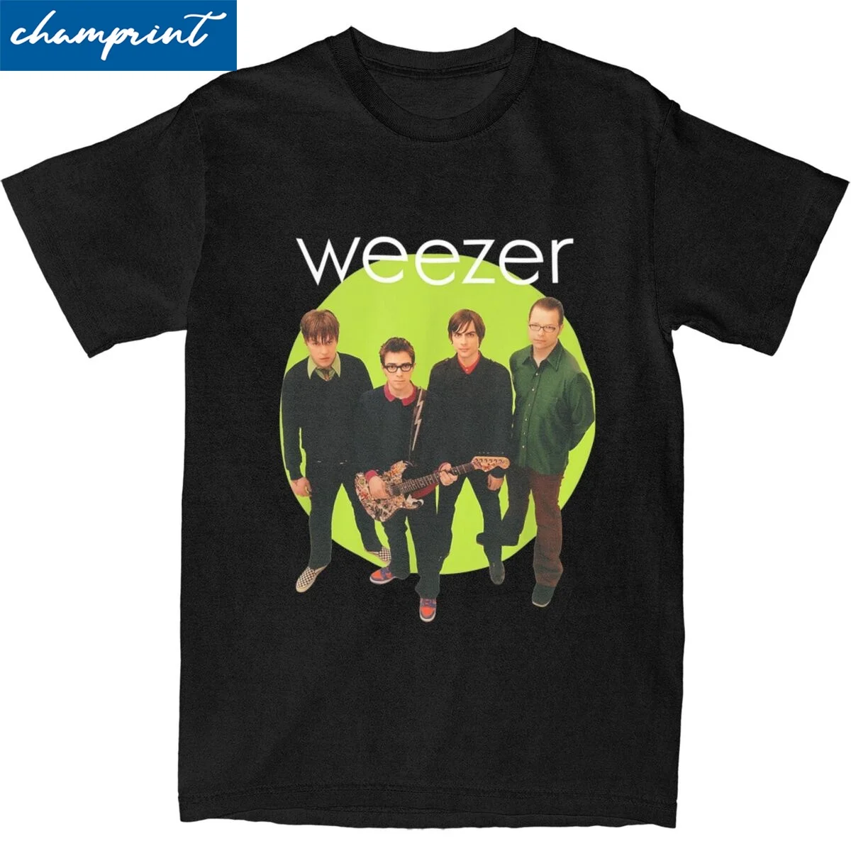 Weezer Green Album Circle T-Shirts Men Women Leisure Pure Cotton Tee Shirt Crew Neck Short Sleeve T Shirt Original Tops