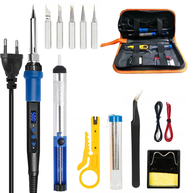 Zestaw lutowniczy EU 908D, 14 elementów, narzędzia do spawania i konserwacji, 180-500 ℃   Regulowana temperatura 80W Opakowanie narzędzi gospodarstwa domowego