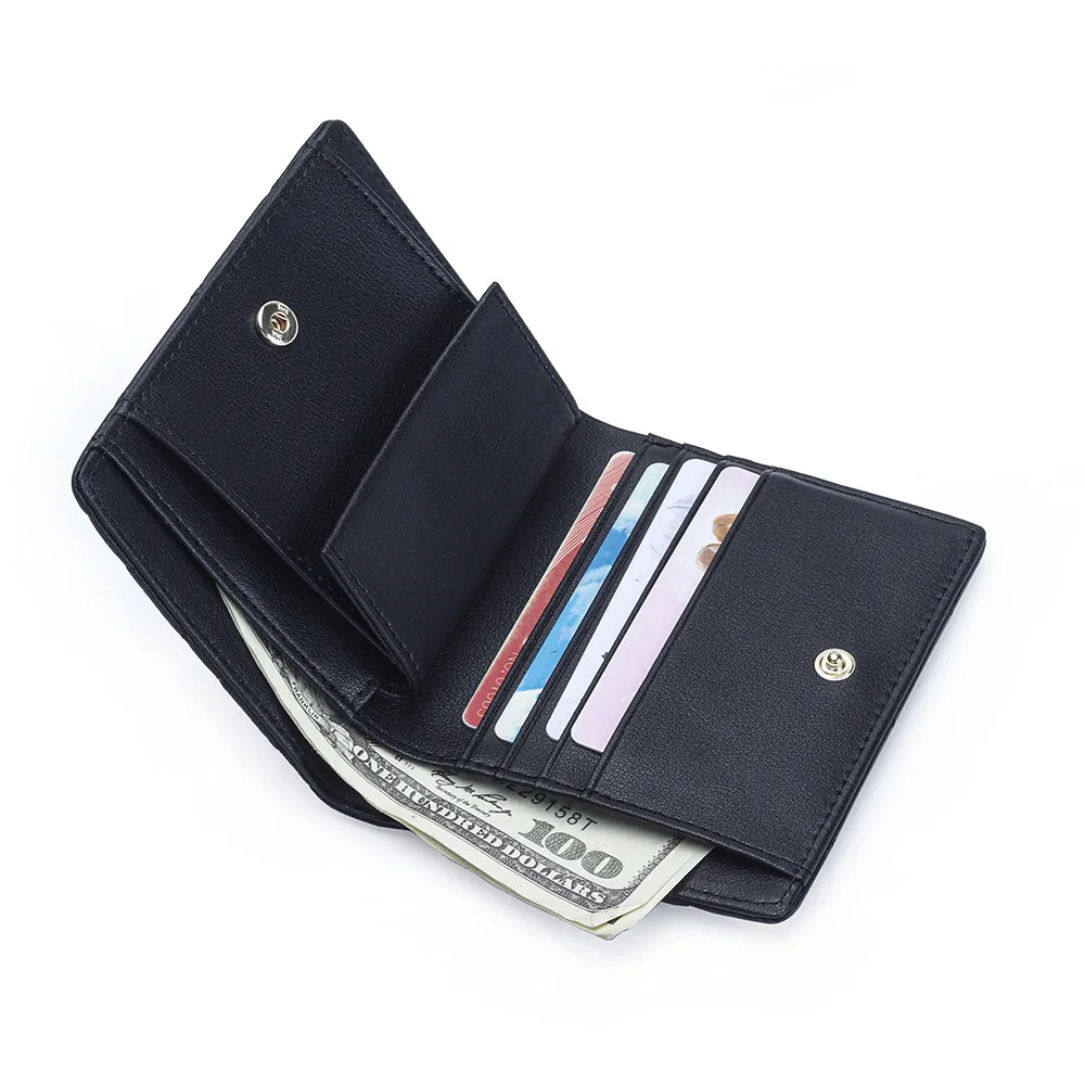 

Small Women's Wallets Genuine Sheepskin Bifold Pocket Wallet Slim Compact Ladies Purse Mini money clip For Women