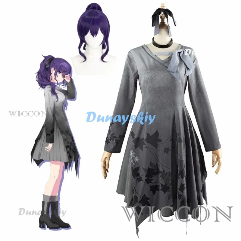 2025 11 ملون! Asahina Mafuyu فساتين وشعر مستعار 25 Nightcord OWN الباروكات أغطية الرأس PRSK أزياء المسرح المعبود الافتراضي