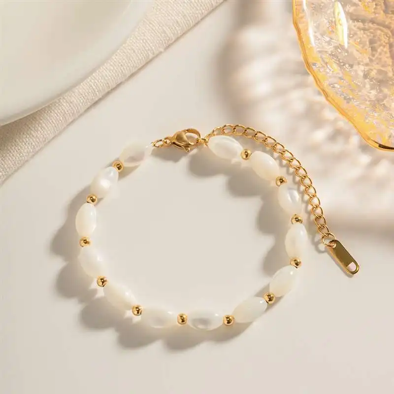 3mm Sea Shell Bead Bracelet for Women  Jewelry On The Hand Bangle  Party  Fashion  Gift  Stainless Steel Free Shipping Trendy