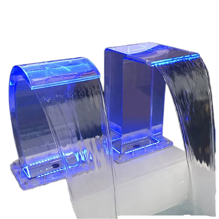 LED Light UV Resistant Multi-Position Acrylic Pool Waterfall for Inground Swimming Pool or Spa Shower