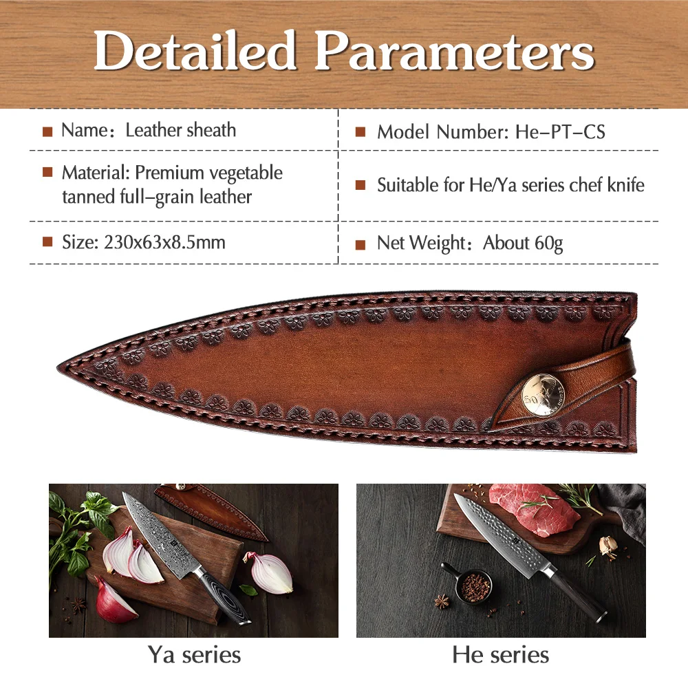 XINZUO Leather Sheath Premium Vegetable Tanned Full-grain Leather Knife Cover for XINZUO Chef/Boning/Utility/ Knife