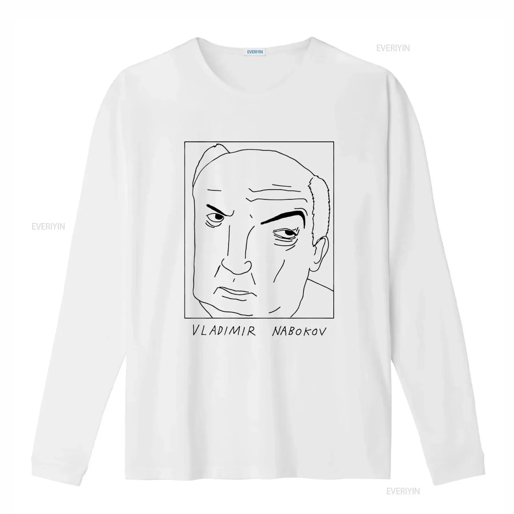Badly Drawn Vladimir Nabokov Author Themed T Shirt with Free Worldwide Delivery vintage Washed Soft homme Comfortable Slightly