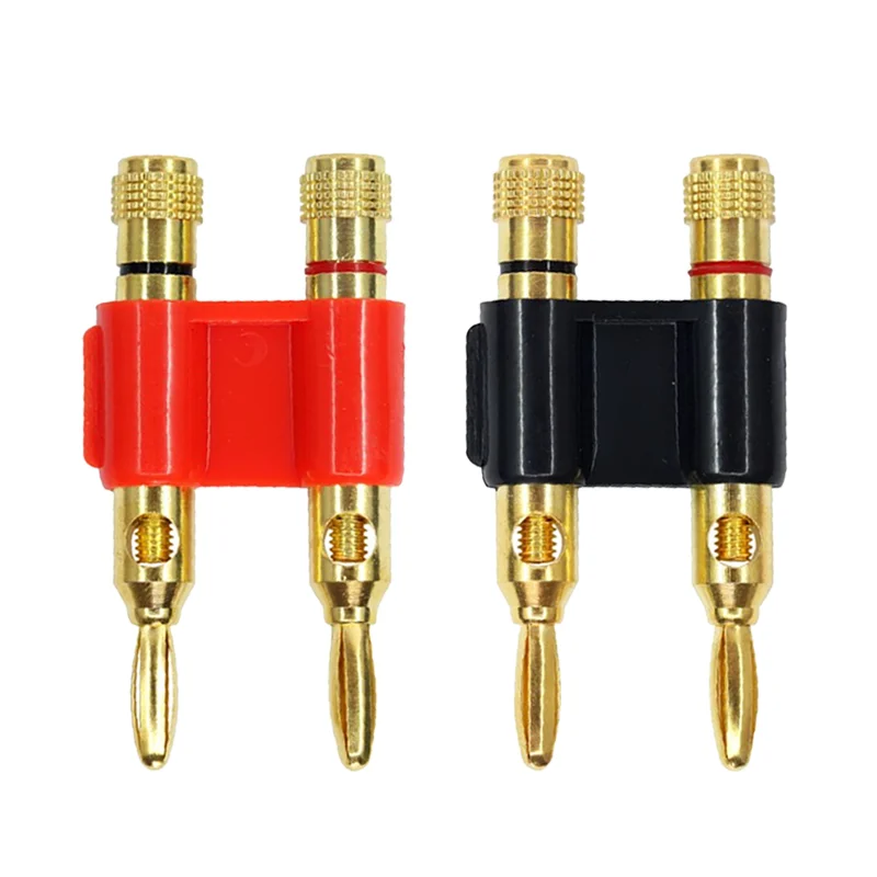 Double Row 4MM Banana Plug Connector Speaker Plug Amplifier Jack Twin Banana Terminal Couple Adapter