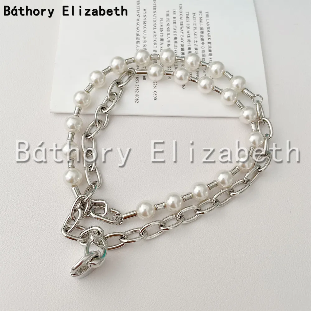 

Báthory Elizabeth Famous French Brand Vintage Pearl Chain Lock Bracelet For Women Luxury Jewelry Hight Quality Party Gift