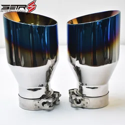 1 Pc Car Stainless Steel Burnt Blue  Exhaust Edge Slashed Muffler Tip Bevel Angled End pipe