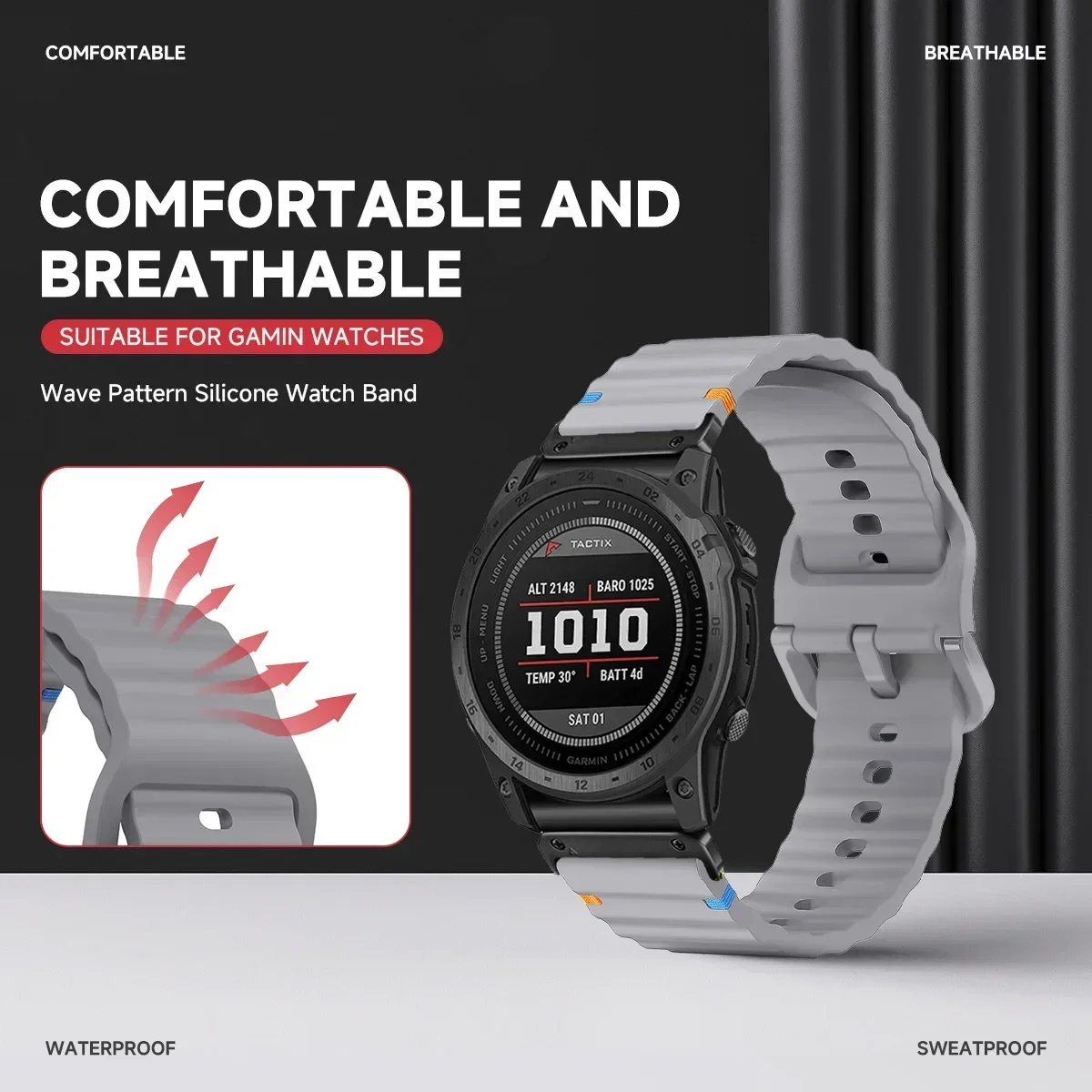 20 22 26 mm für Garmin Fenix 8 51 mm 7X 7 Pro Fenix 6X 6 5X 5Plus Tactix 7 Quick Fit Sport Silikonband Forerunner 965 945 Armband – Detail 2