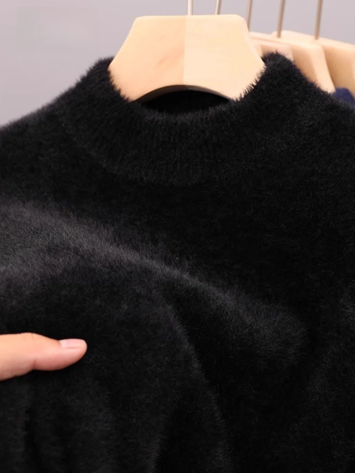 

High-End Men's Knitted Sweater Winter Thiened Fce f High Collar Knitwear Soft Busin Casual Sle Regular Fit Long ...