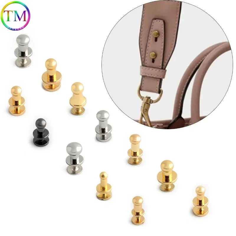 

10-50PCS Golden Copper Round Head Button Studs Leather Fasteners Rivets Screws Back Sturdy Binding for DIY Craft Repair Hardware