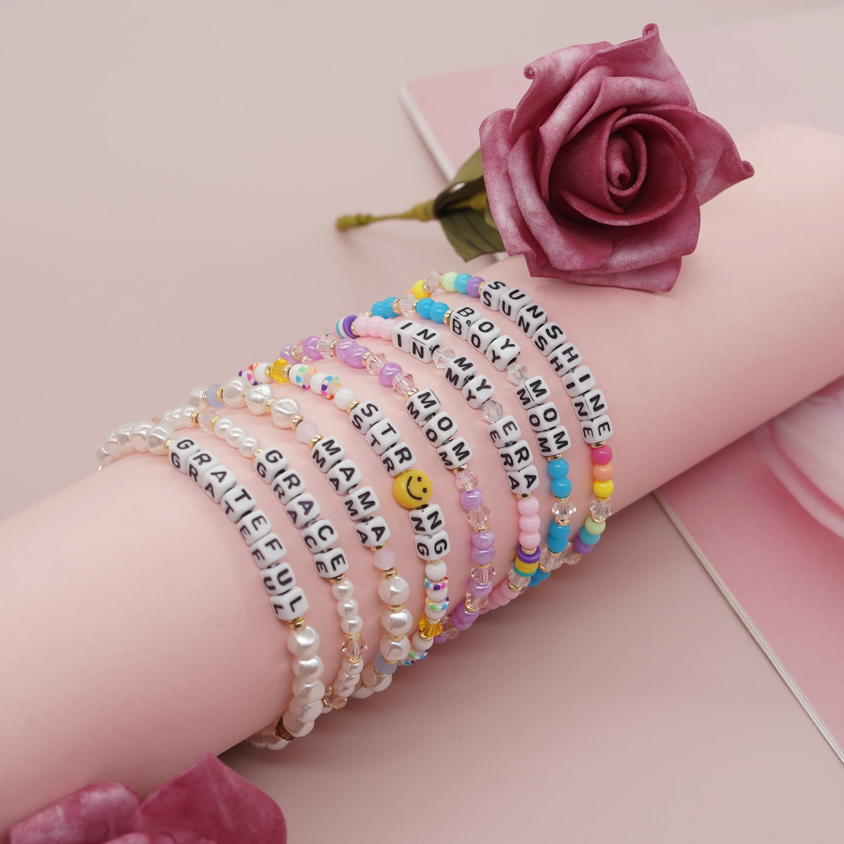 Go2boho kleine Wörter Stern mit bunten Kristall buchstaben Perlen Armband Mädchen Flut Weihnachts geschenk Mädchen Schmuck für Frauen