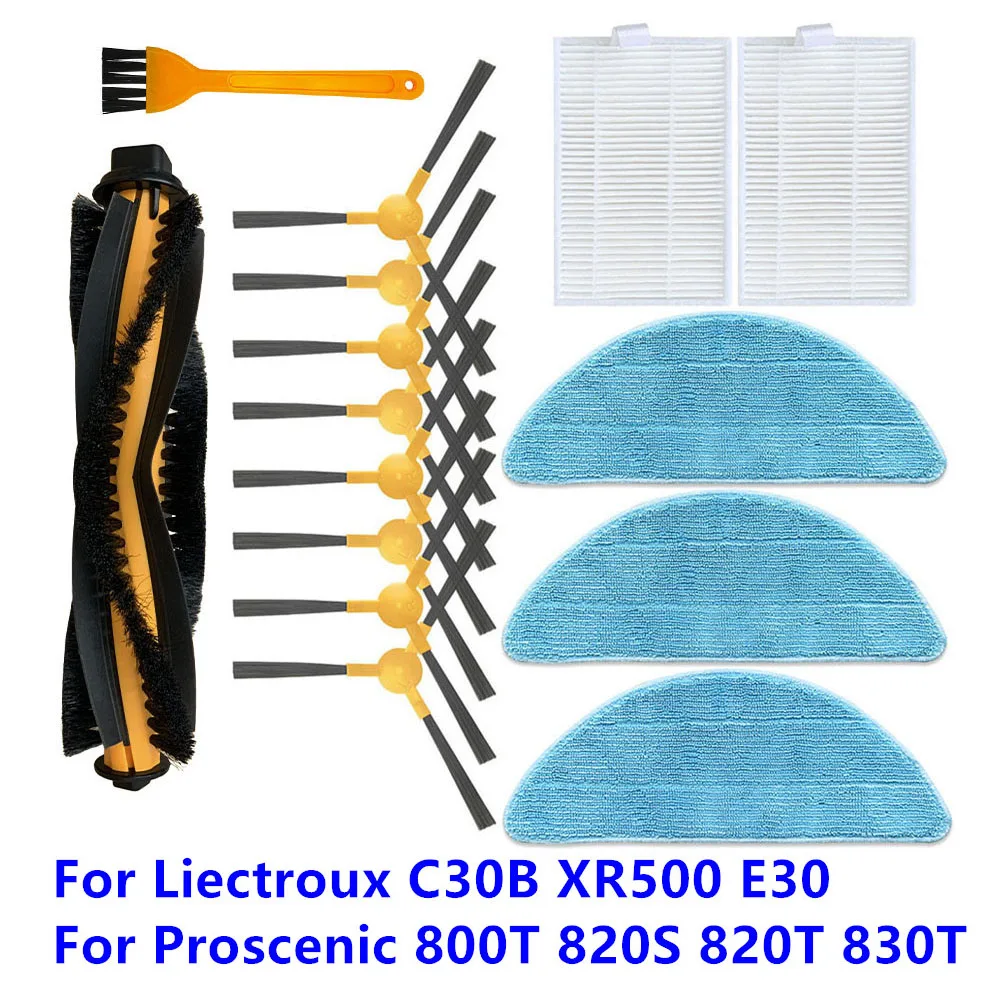 For Liectroux C30B XR500 E30 Hepa Filters Mop Cloth Rag Main Side Brushes For Proscenic 800T 820S 820T 830T Vacuum Cleaner Parts