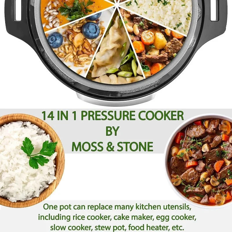 HAOYUNMA Electric Pressure Cooker with Large LCD Display, Multi-Use 6 Quart Electric Pot, 14 in 1 Slow Cooker