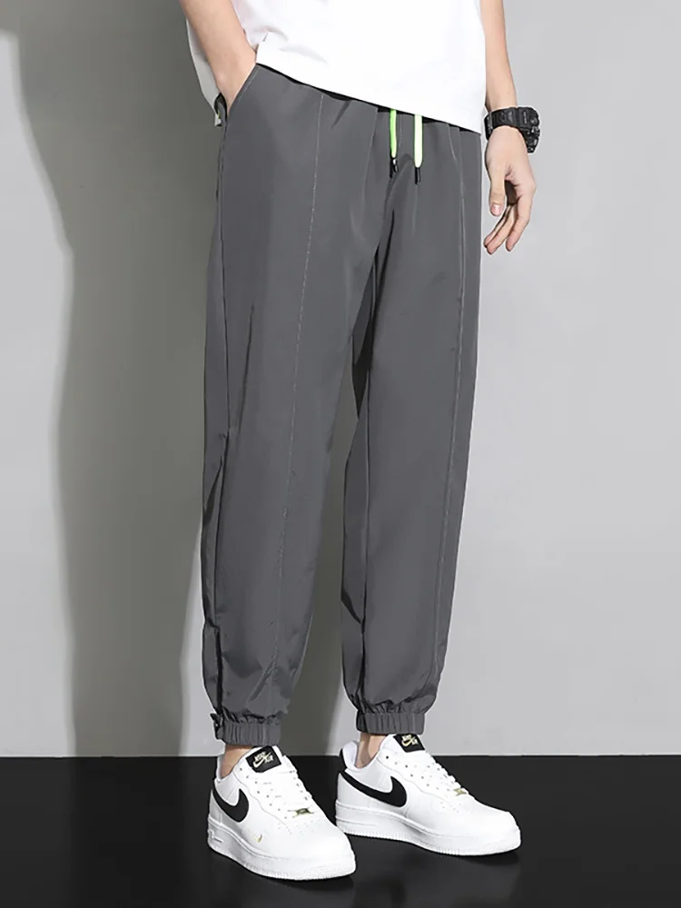 

Мужские повседневные брюки из ледяного шелка: быстросохнущие, свободные, дышащие, из нейлонового волокна, для осени, на каждый день