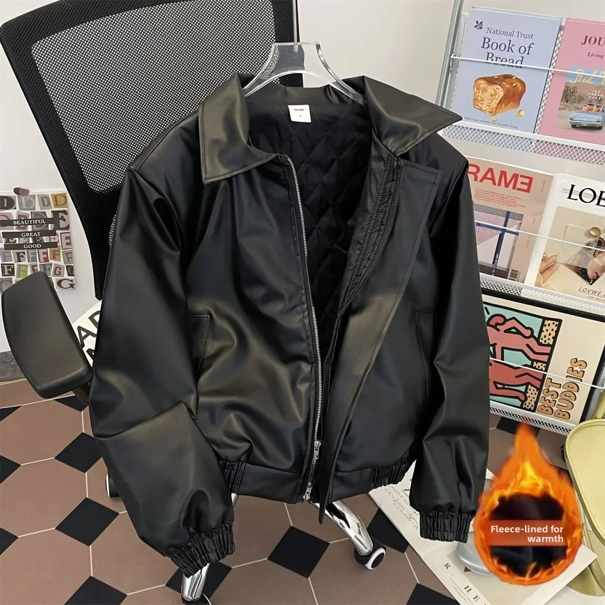 

Ретро-куртка из искусственной кожи с подкладкой на плечах, мужская, в стиле хип-хоп, мотоциклетная, спортивная, повседневная, с длинными рукавами, приталенного кроя