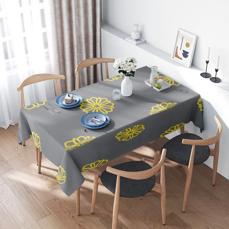 

Modern Dining Table Cloth Set with Yellow Flower Print for Home Decor TaurusDuan Gray Rectangular Tablecloth 150x240cm Kitchen C